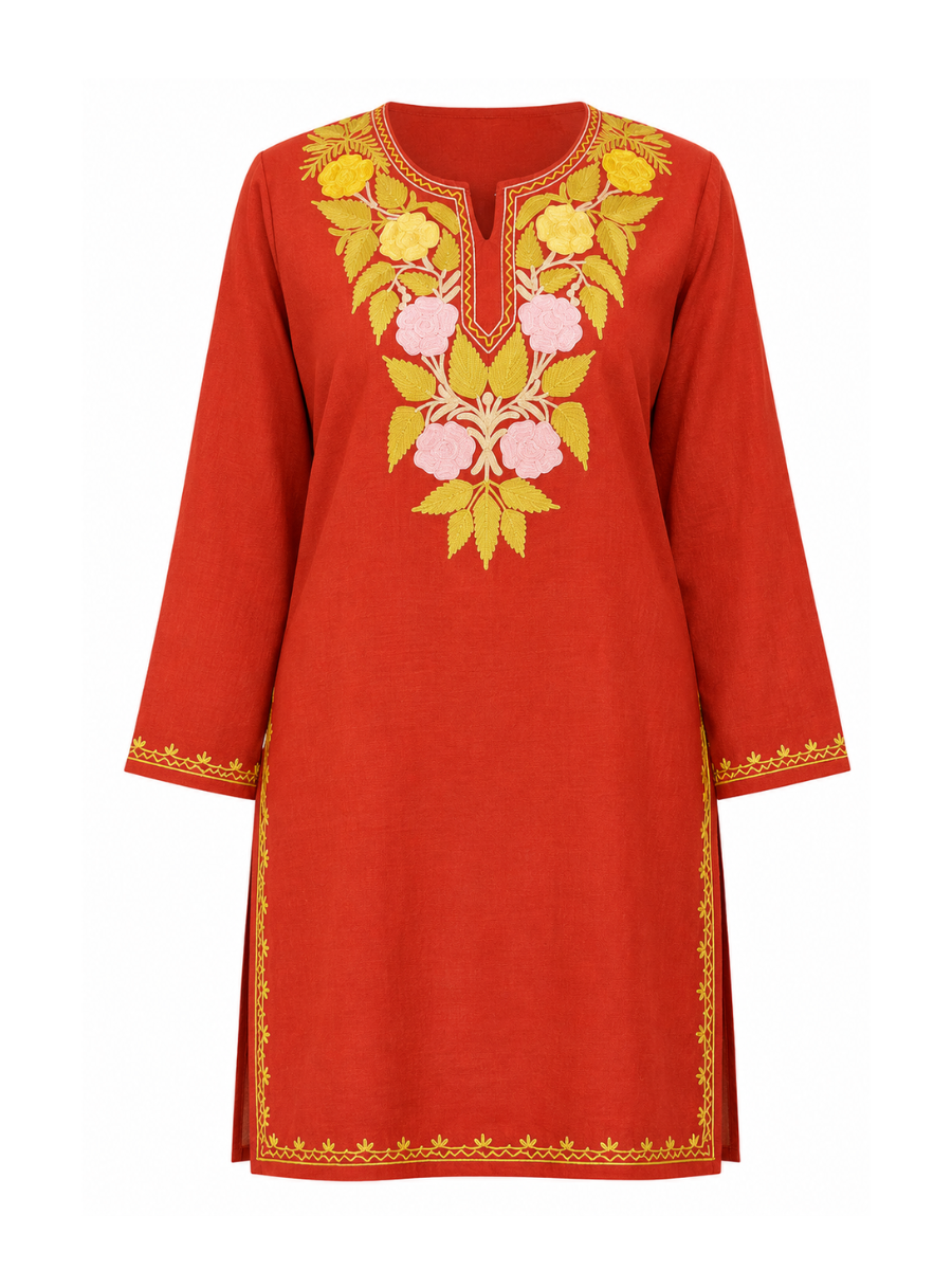 Kashmir Aari cotton Co-Ord Set | Sassy Salmon
