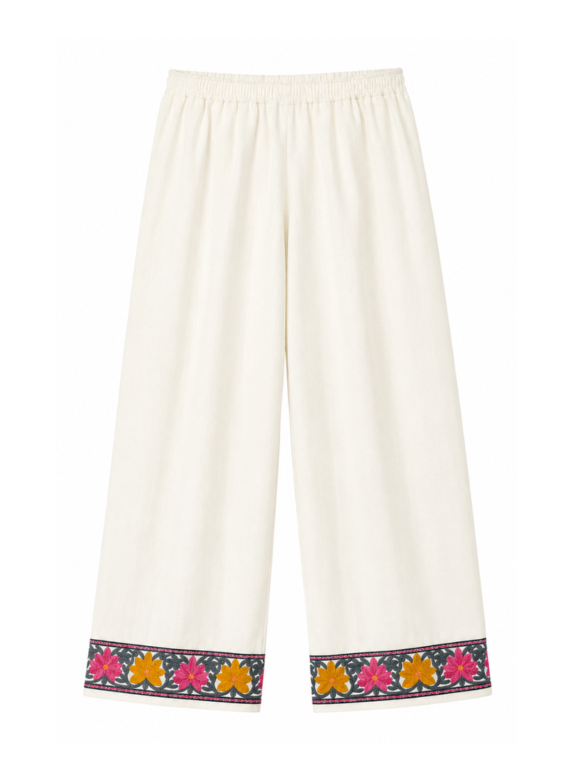 Noor : Kashmiri Aari embroidery summer Co-Ord Set | Light Gray