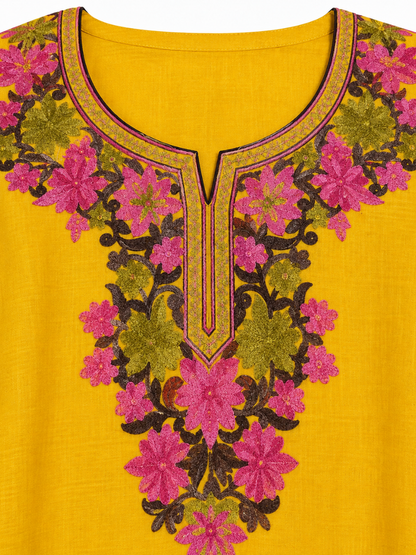 Noor : Aari embroidery summer Co-Ord Set | Gold