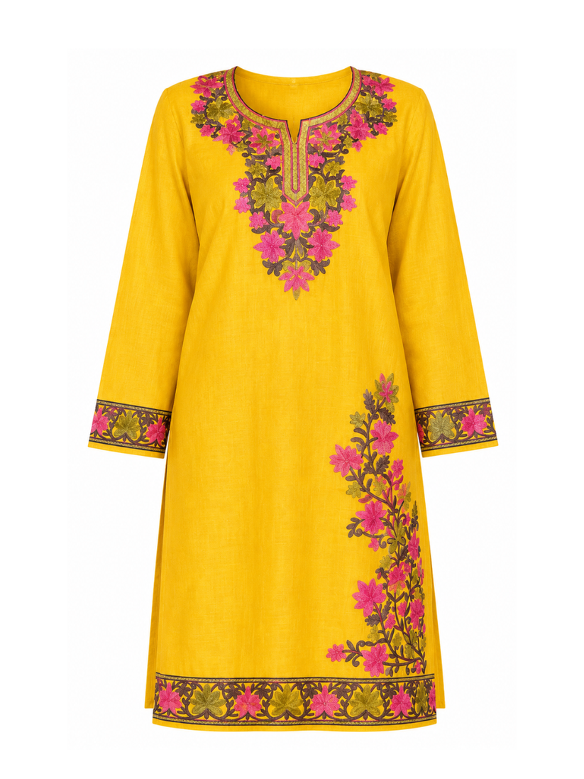 Noor : Aari embroidery summer Co-Ord Set | Gold