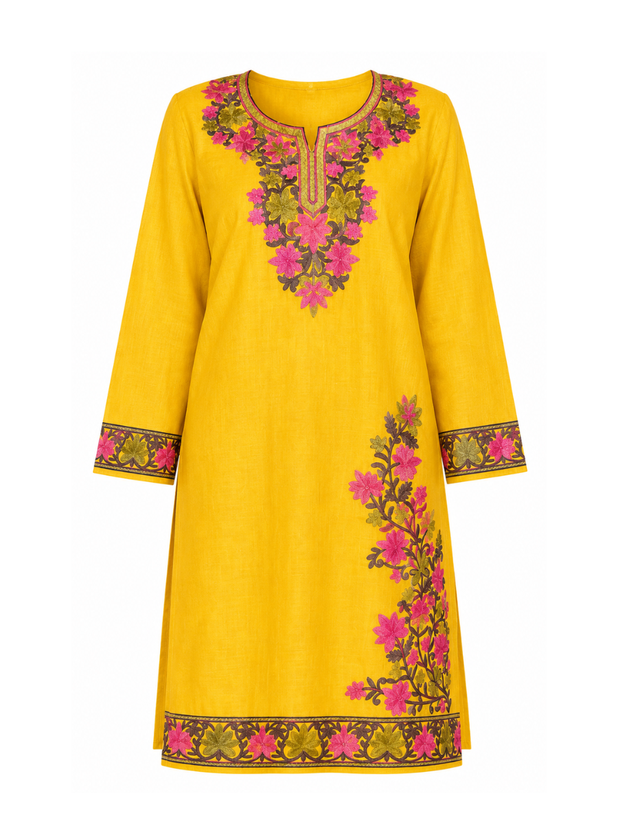 Noor : Aari embroidery summer Co-Ord Set | Gold