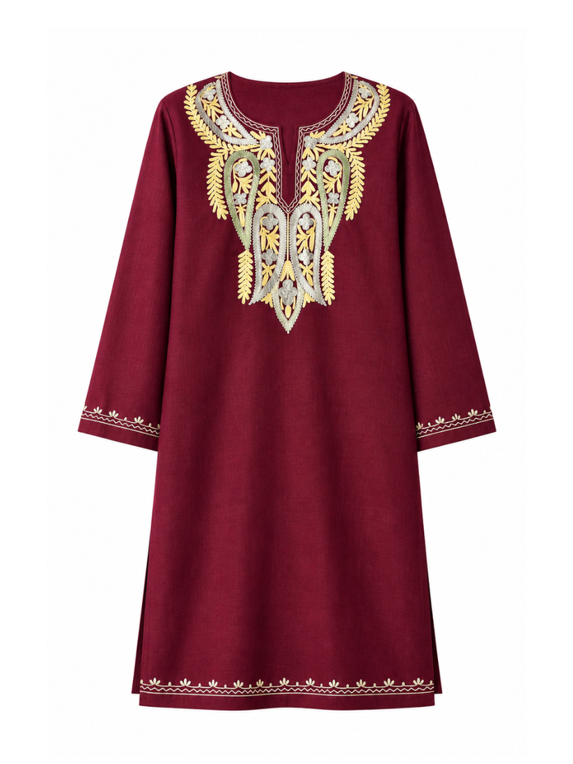 Kashmir Aari cotton Co-Ord Set | Plum