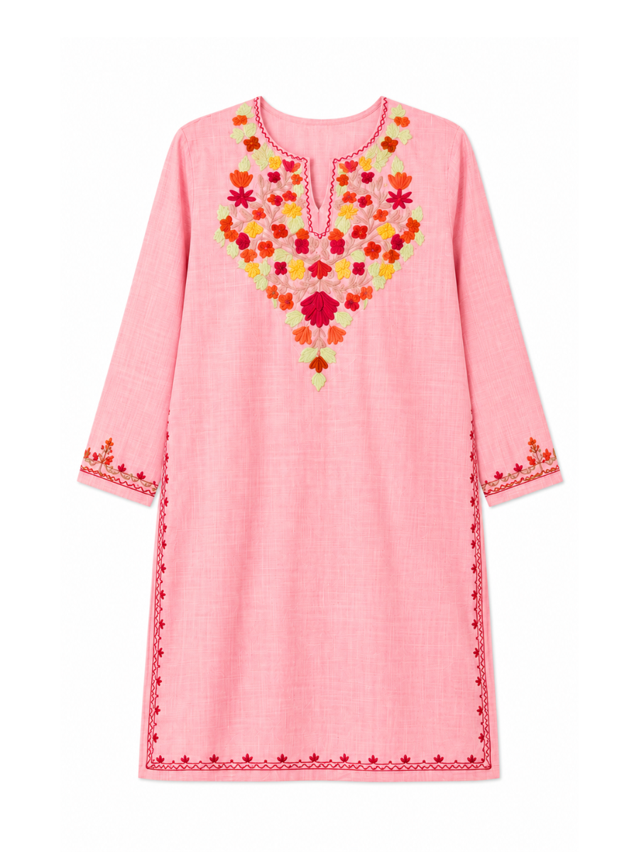 Kashmir Aari cotton Co-Ord Set | Vintage Pink