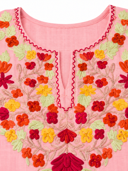 Kashmir Aari cotton Co-Ord Set | Vintage Pink