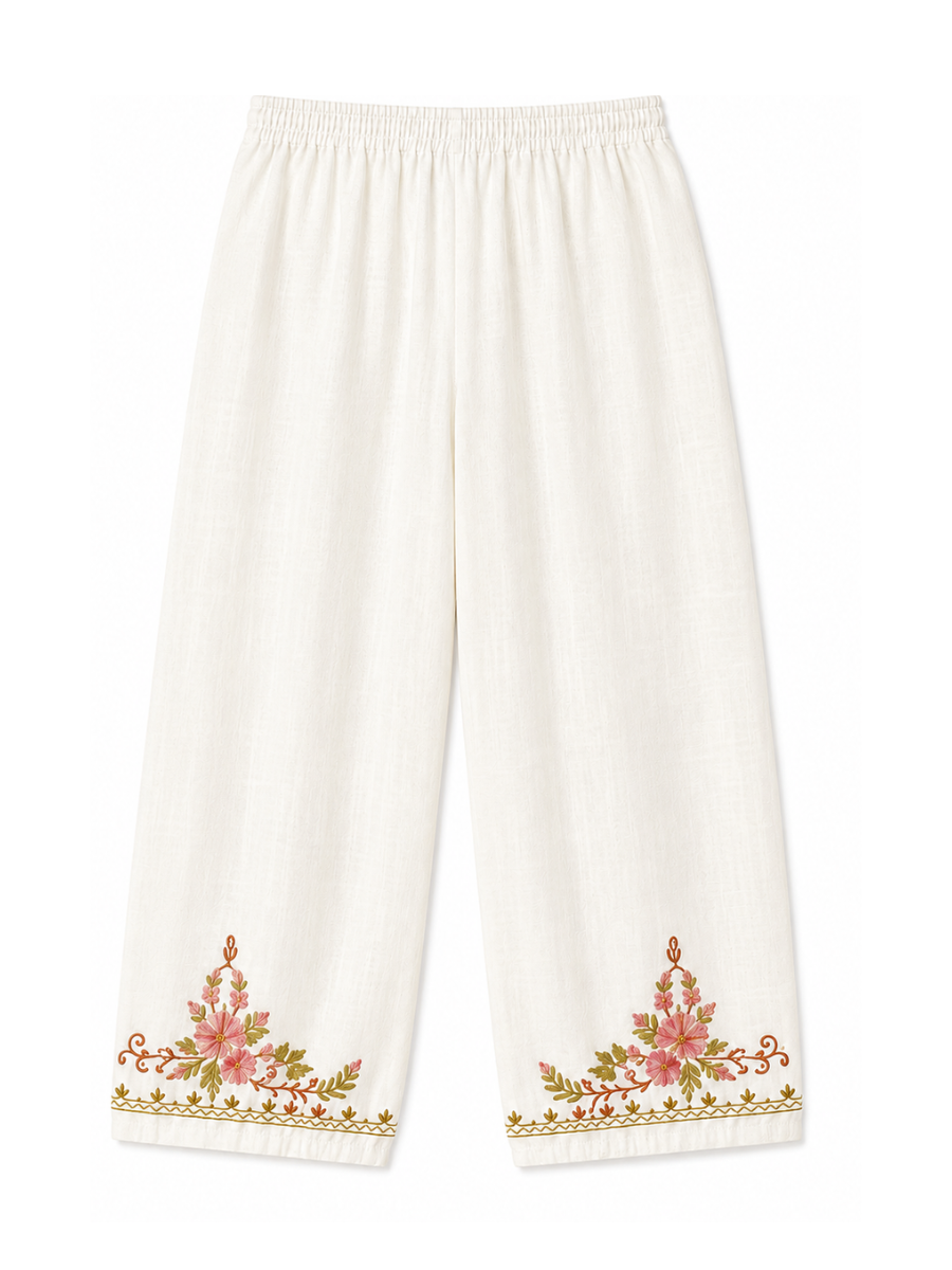 Noor : Kashmiri Aari embroidery summer Co-Ord Set | Light Gray