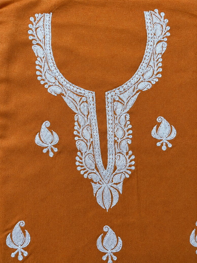 Kashmiri Botti Tilla 3 Piece Unstitched Alpine Cotton Suit | Brown