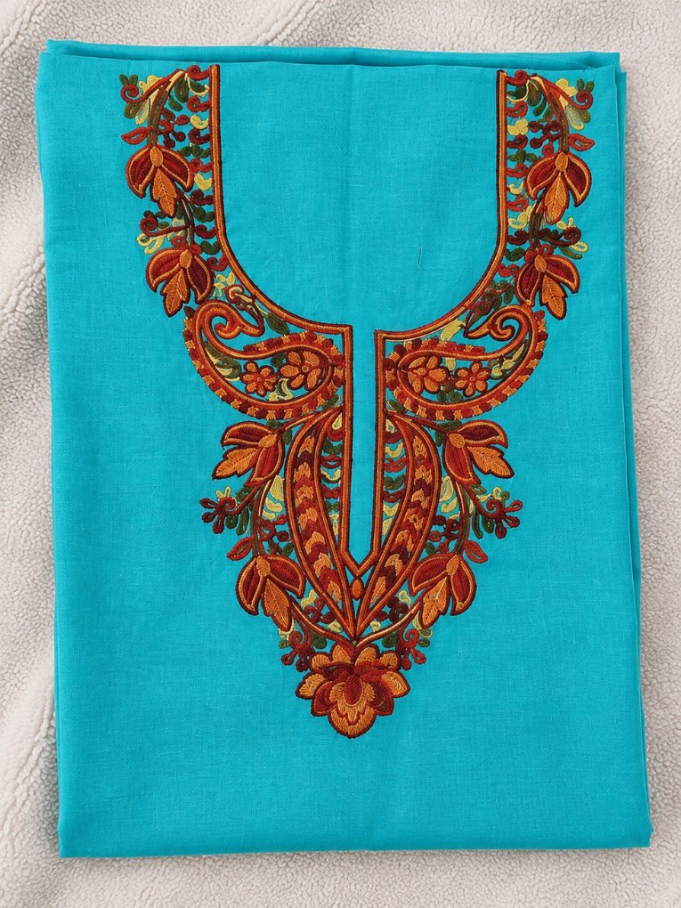 Gul Kashmiri Aari 2 Piece Unstitched Suit  |  Dark Teal