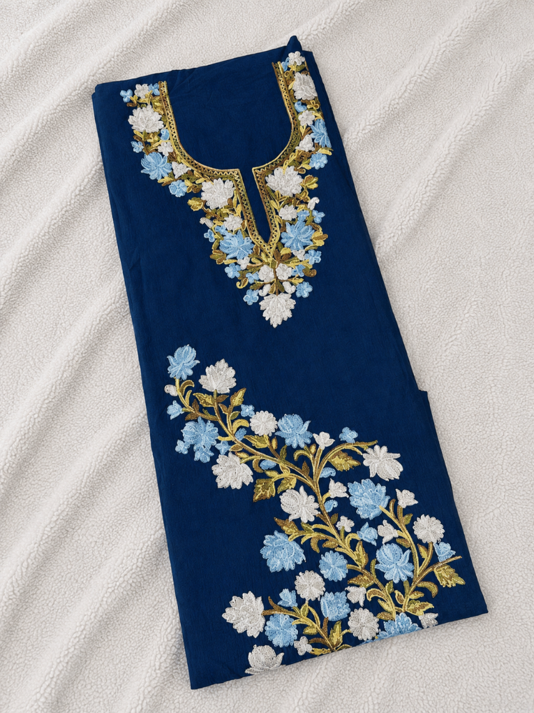 Gul Kashmiri Aari 2 Piece Unstitched Suit  | Blue