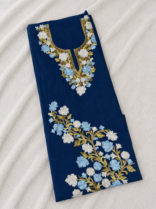 Gul Kashmiri Aari 2 Piece Unstitched Suit  | Blue