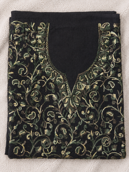 Kashmiri Botti Aari 2 Piece Unstitched Suit  | Blue Gray