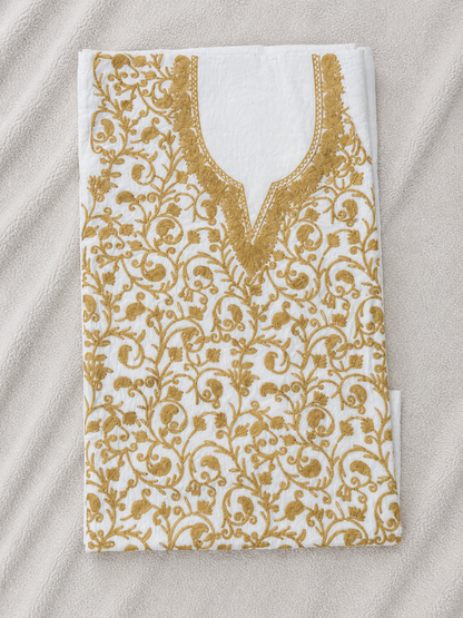 Kashmiri Botti Aari 2 Piece Unstitched Suit  | Off White
