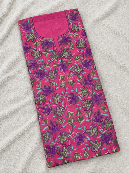 Chinar Motif Kashmiri Aari 2 Piece Unstitched Suit | Pink