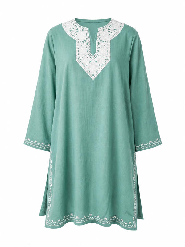 Noor : Aari embroidery summer kurti | Ocean Teal