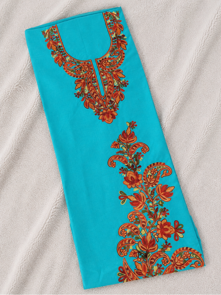 Gul Kashmiri Aari 2 Piece Unstitched Suit  |  Dark Teal