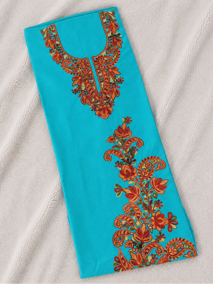 Gul Kashmiri Aari 2 Piece Unstitched Suit  |  Dark Teal
