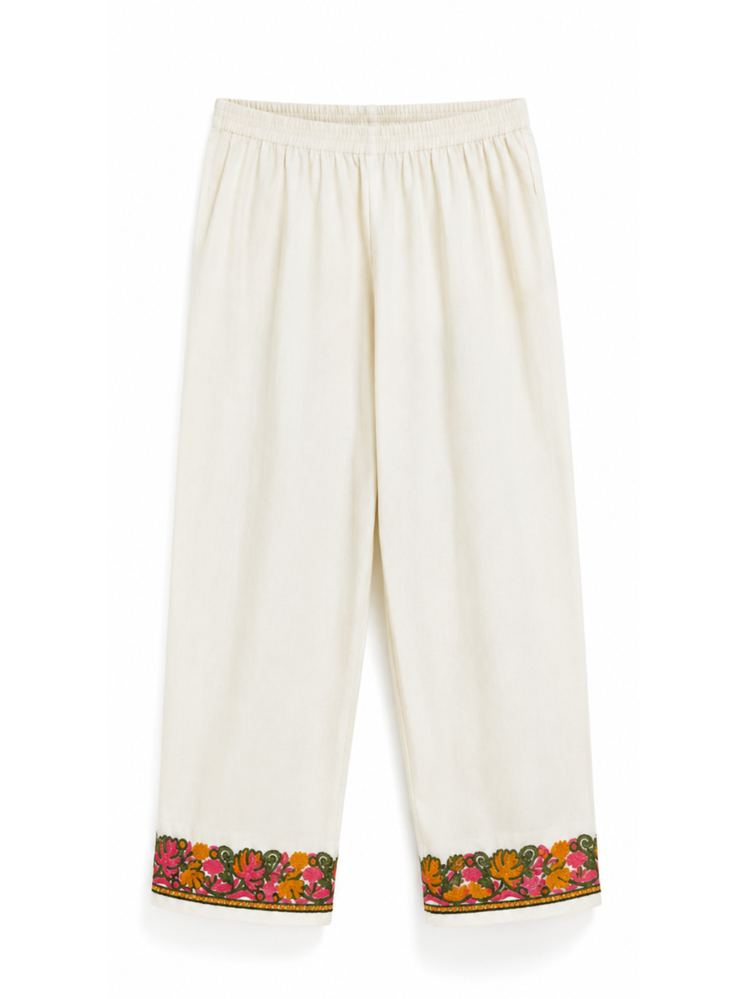 Noor : Kashmiri Aari embroidery summer Co-Ord Set | White