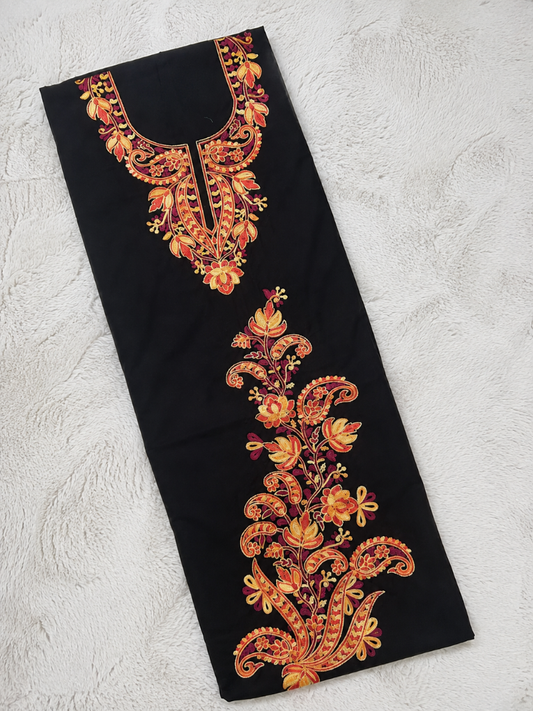 Gul Kashmiri Aari 2 Piece Unstitched Suit  |  Ebony