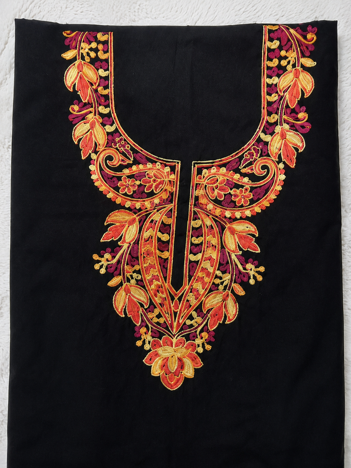 Gul Kashmiri Aari 2 Piece Unstitched Suit  |  Ebony