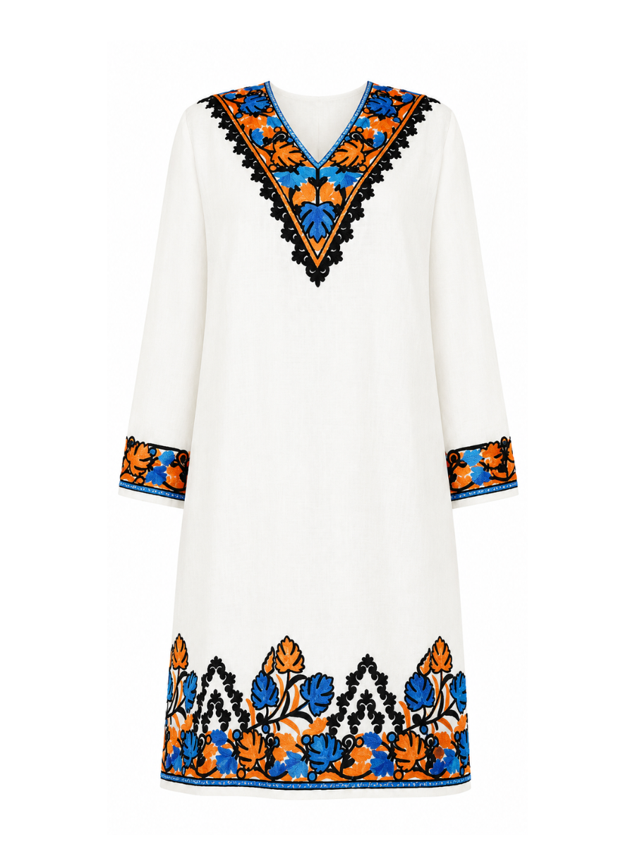Noor : Kashmiri Aari embroidery summer Co-Ord Set | Light Gray
