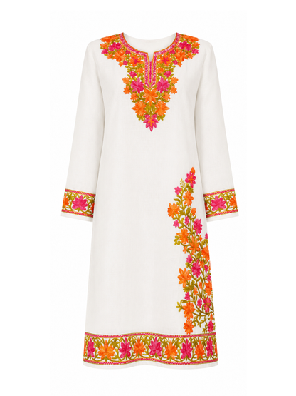 Noor : Kashmiri Aari embroidery summer Co-Ord Set | Light Gray