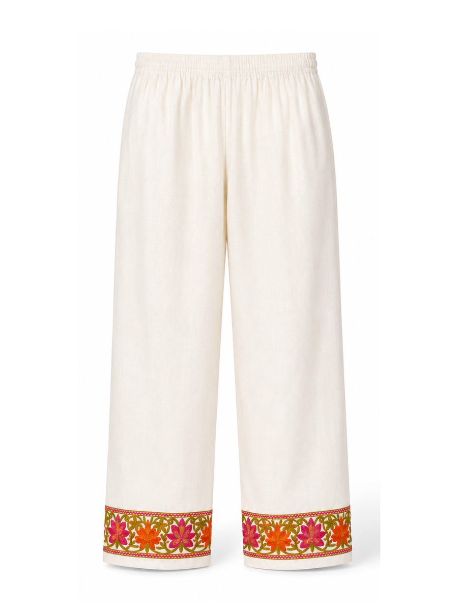 Noor : Kashmiri Aari embroidery summer Co-Ord Set | Light Gray
