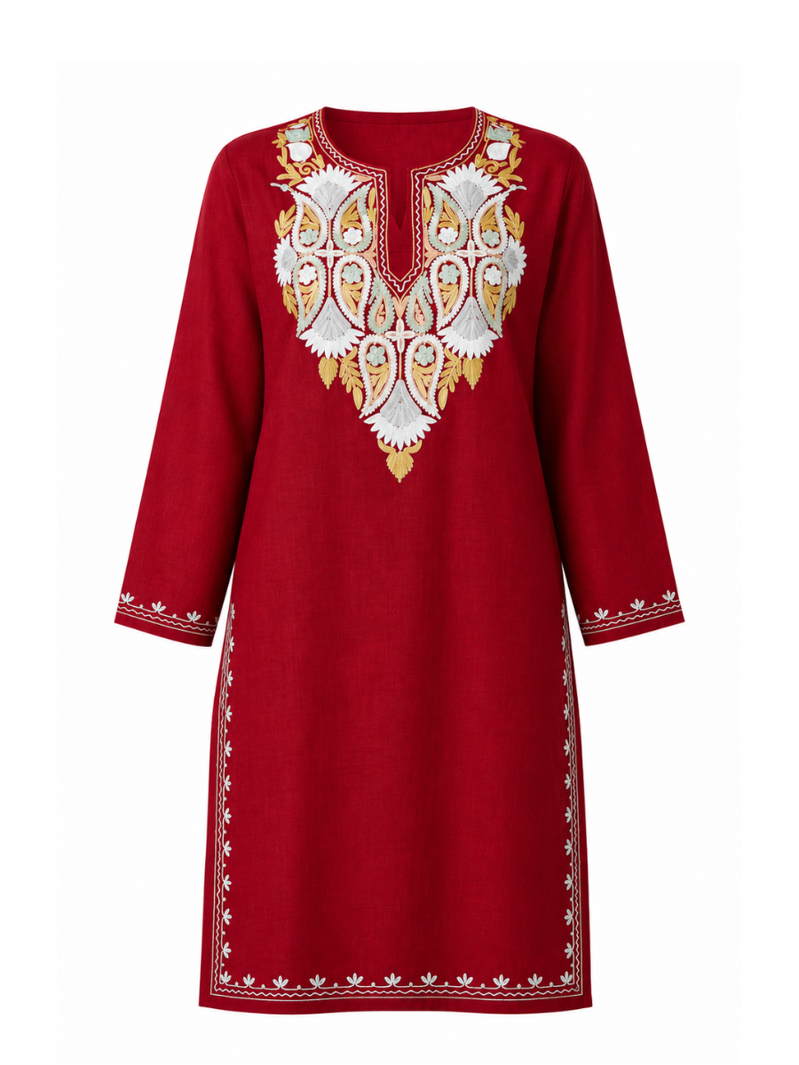 Kashmir Aari cotton Co-Ord Set | Plum