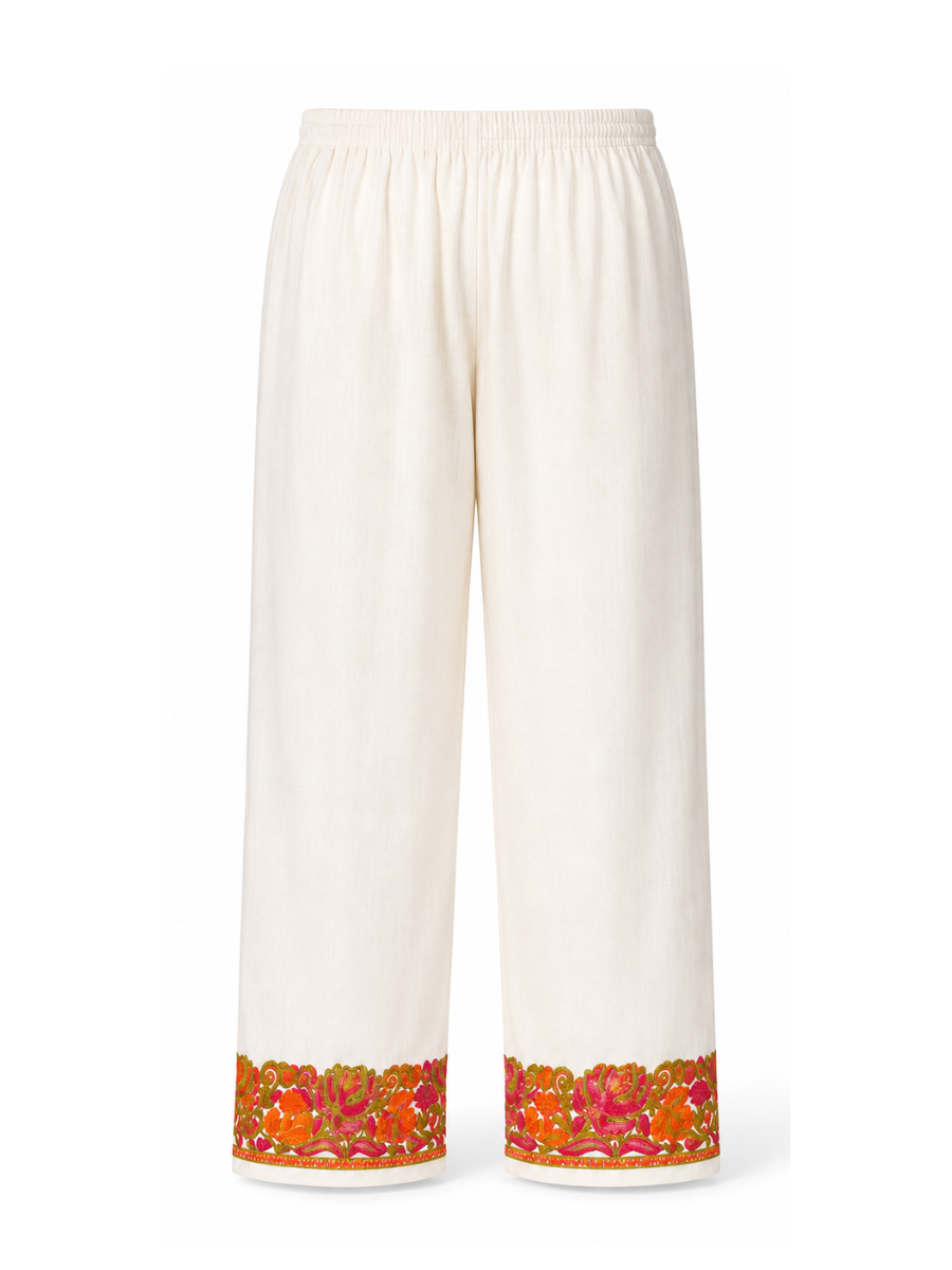 Noor : Kashmiri Aari embroidery summer Co-Ord Set | Light Gray