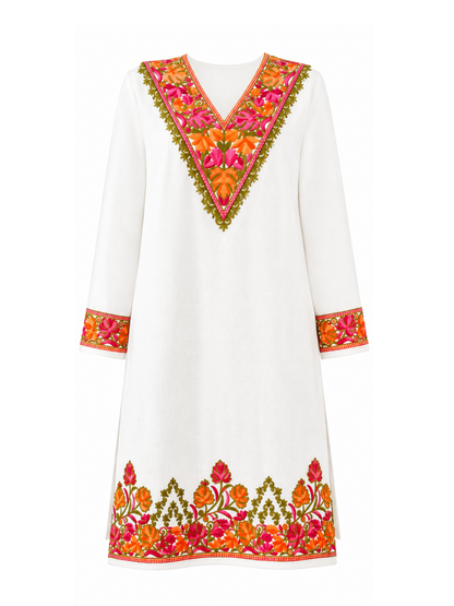 Noor : Kashmiri Aari embroidery summer Co-Ord Set | Light Gray