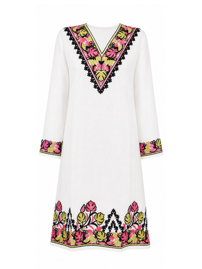 Noor : Kashmiri Aari embroidery summer Co-Ord Set | Light Gray