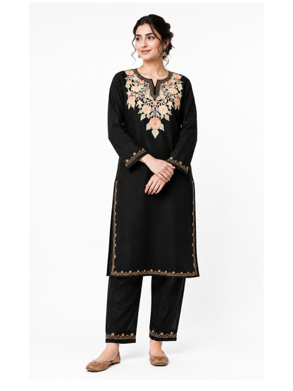 Kashmir Aari cotton Co-Ord Set | Ebony