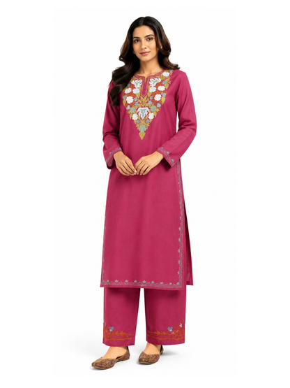 Kashmir Aari cotton Co-Ord Set | Vintage Pink