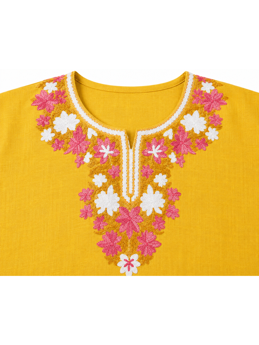 Noor : Aari embroidery summer Co-Ord Set | Gold