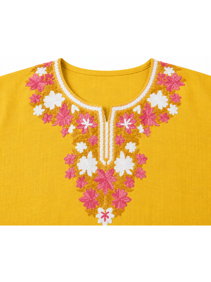 Noor : Aari embroidery summer Co-Ord Set | Gold