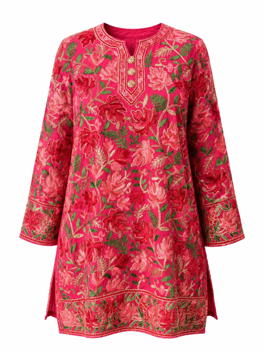 Noor : chinar embroidery summer kurti | Pink