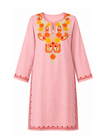 Kashmir Aari cotton Co-Ord Set | Rose Pink