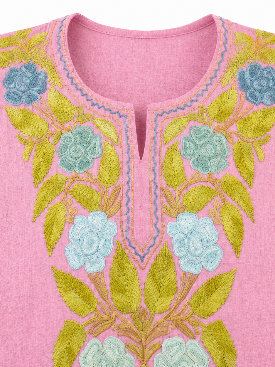 Kashmir Aari cotton Co-Ord Set | Vintage Pink