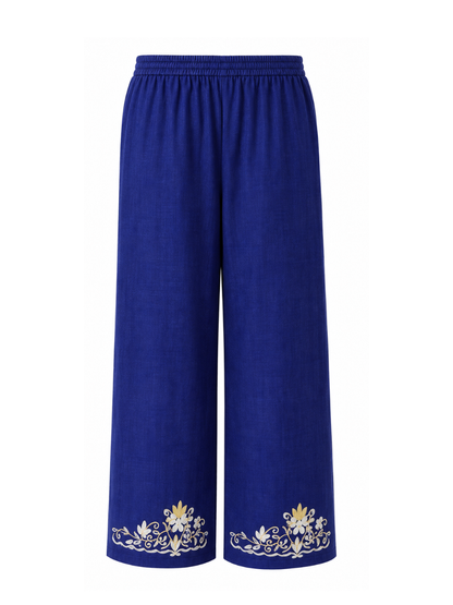 Kashmiri Manual Aari worked Cotton Co-Ord Set | Royal Indigo