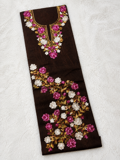 Gul Kashmiri Aari 2 Piece Unstitched Suit  | Grayish Brown
