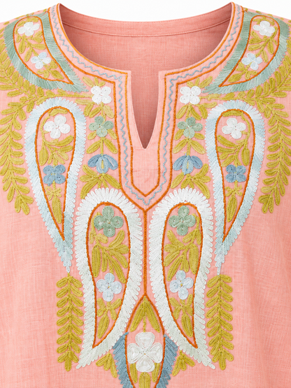 Kashmir Aari cotton Co-Ord Set | Rose Pink
