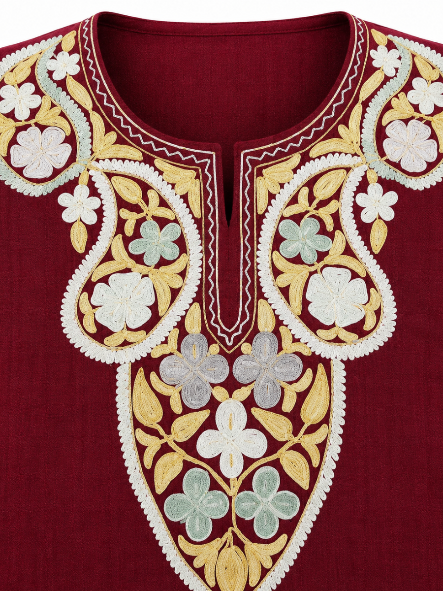 Kashmir Aari cotton Co-Ord Set | Plum