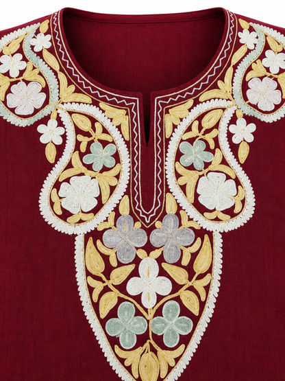 Kashmir Aari cotton Co-Ord Set | Plum