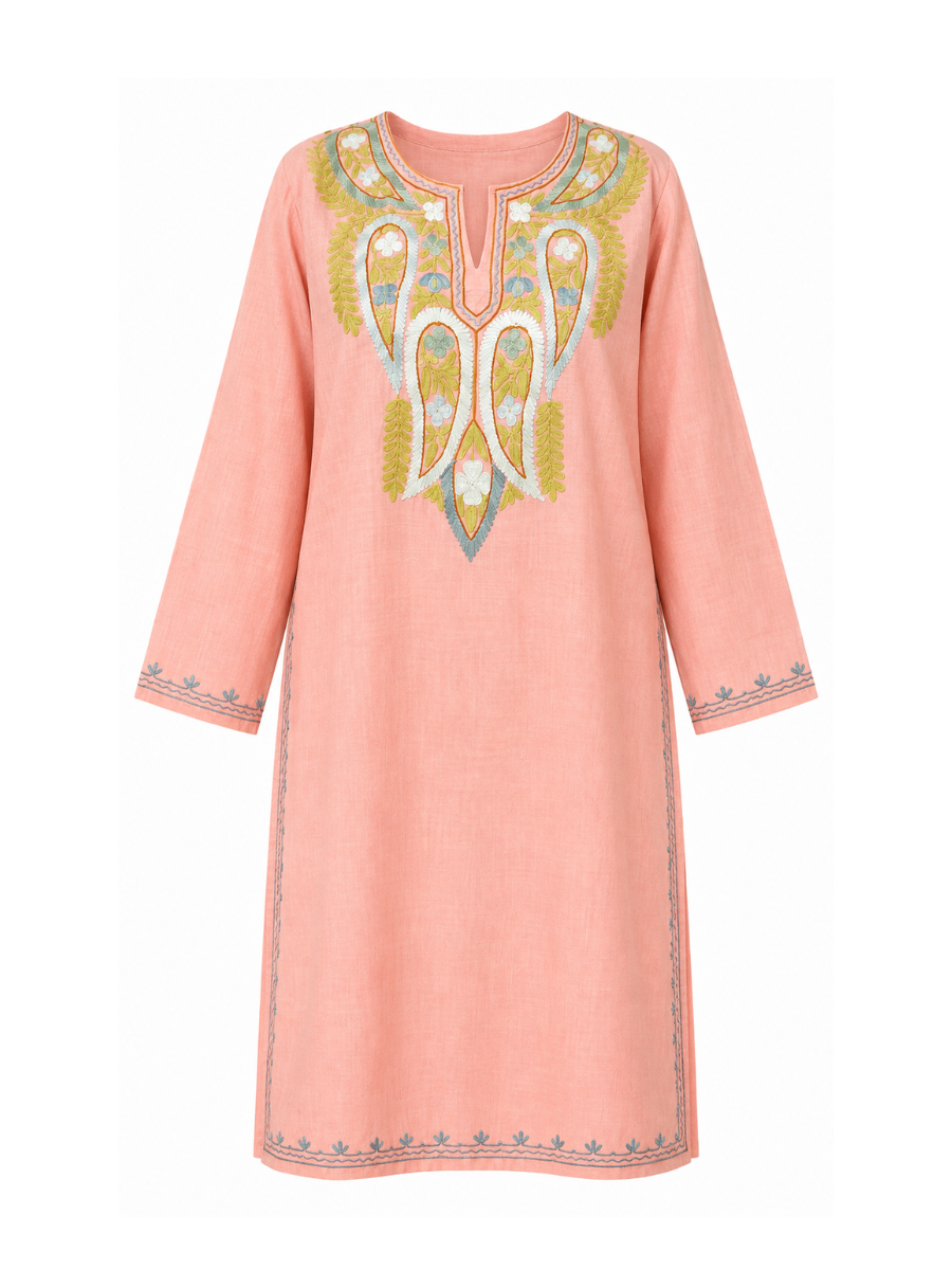 Kashmir Aari cotton Co-Ord Set | Rose Pink