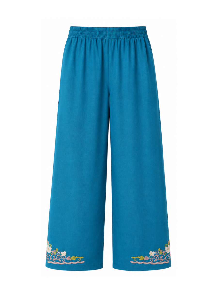 Kashmiri Manual Aari worked cotton Co-Ord Set | Dark Teal