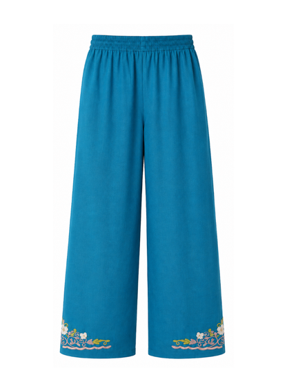 Kashmiri Manual Aari worked cotton Co-Ord Set | Dark Teal