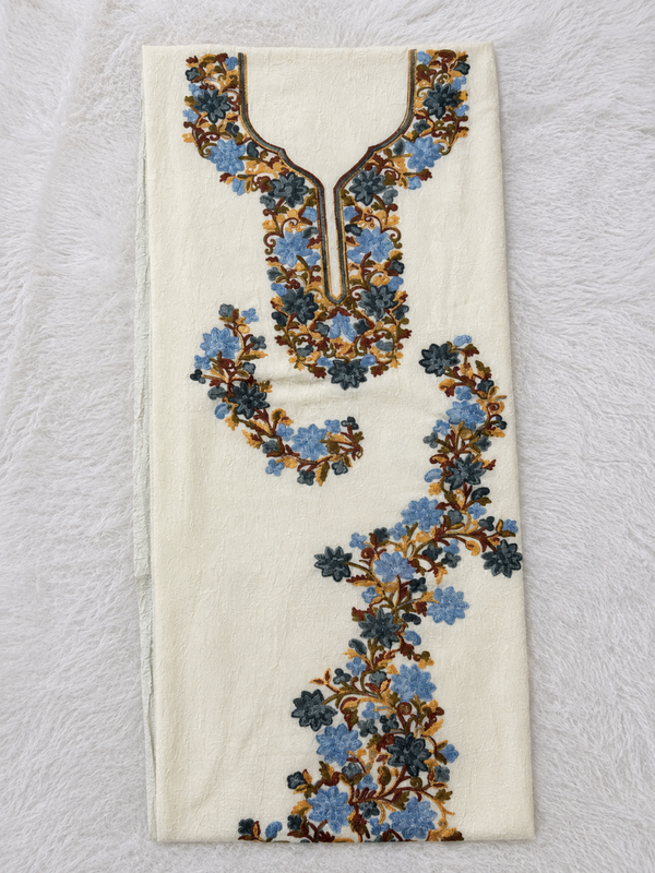 Gul Kashmiri Aari 2 Piece Unstitched Suit  |  Light Gray