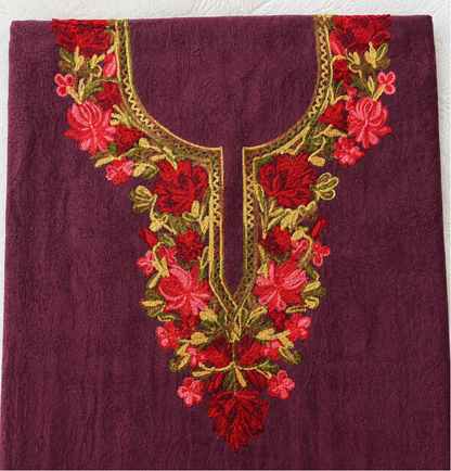 Gul Kashmiri Aari 2 Piece Unstitched Suit  |  Plum