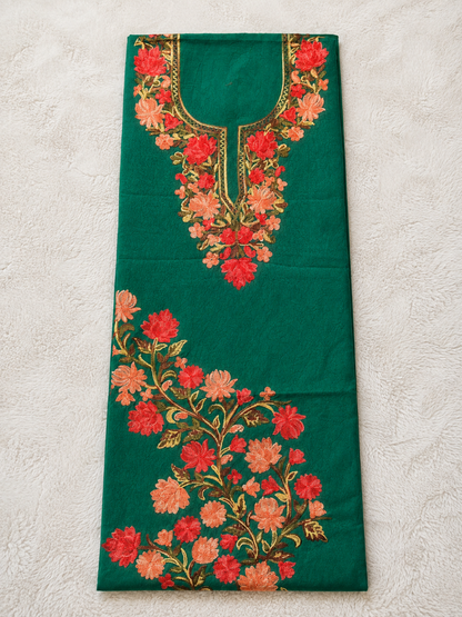 Gul Kashmiri Aari 2 Piece Unstitched Suit  |  Dark Teal