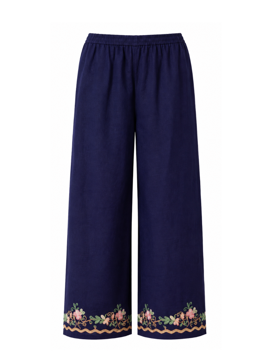 Kashmiri Manual Aari worked Cotton Co-Ord Set | Royal Indigo