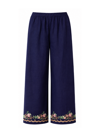 Kashmiri Manual Aari worked Cotton Co-Ord Set | Royal Indigo