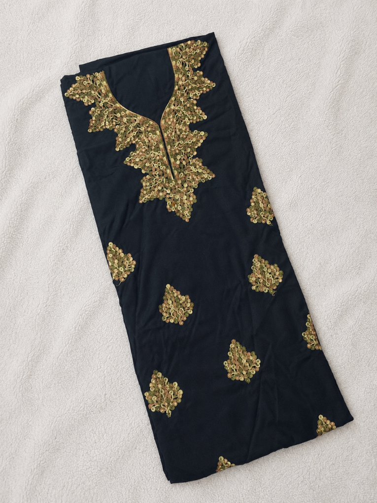 Gul Kashmiri Aari 2 Piece Unstitched Suit  |  Ebony